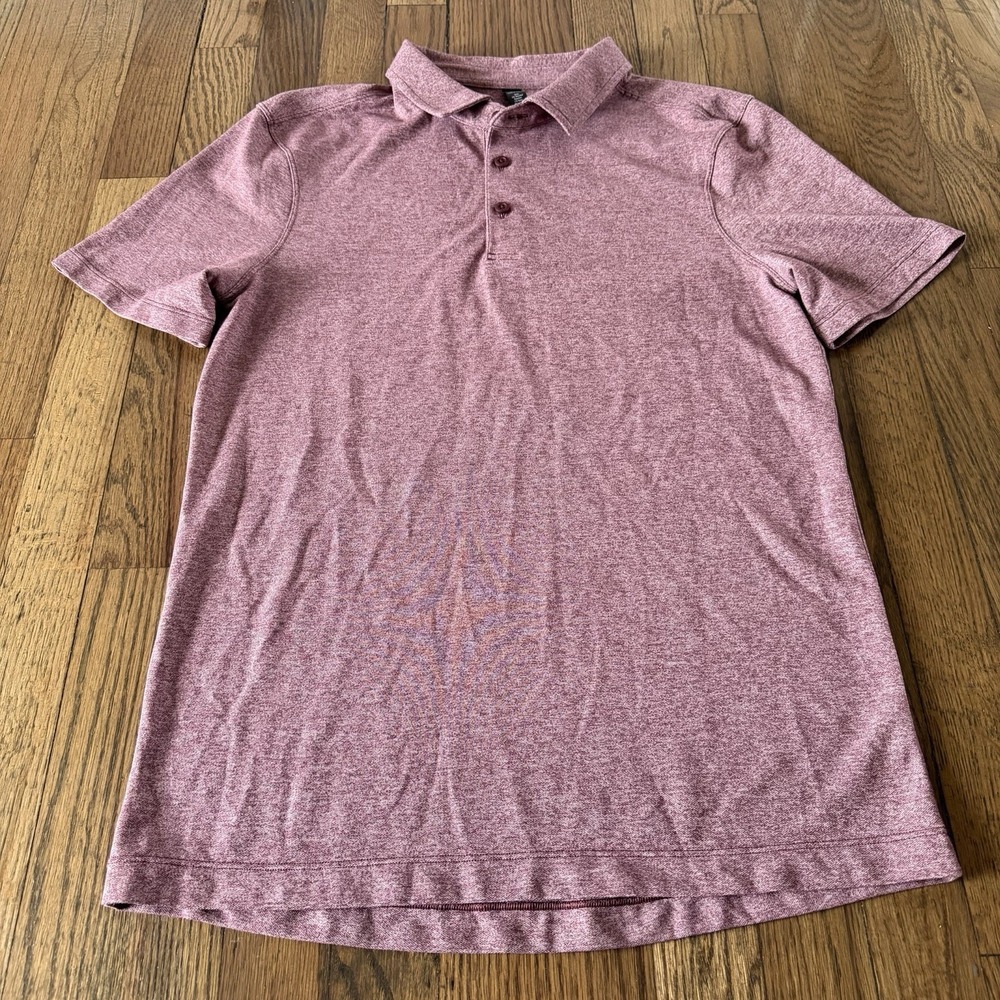 Lululemon Men's Evolution Short Sleeve Polo Shirt in Heathered Red Merlot Size S - Picture 14 of 14
